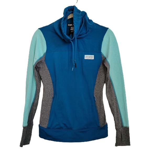 PINK Victoria's Secret Tops - Victoria's Secret PINK Ultimate Pullover XS Blue Long Sleeve Thumb Holes